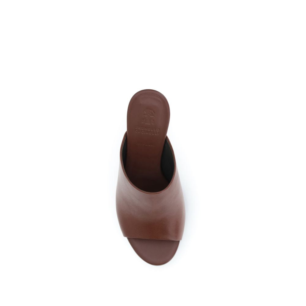 Brunello Cucinelli Brown Calf Leather Bos Taurus Sandals Curated Luxury Accessories by Orvyn