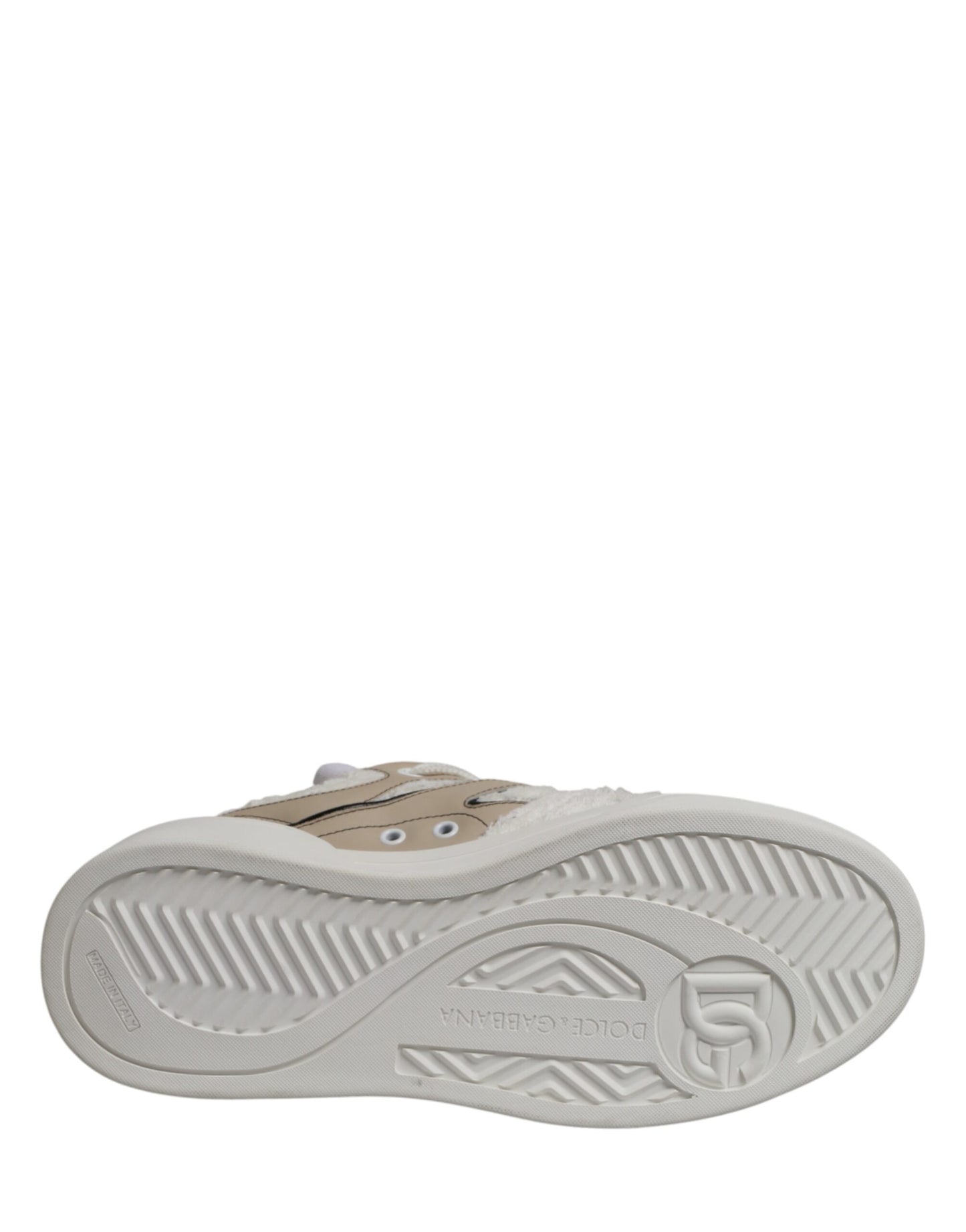 Dolce & Gabbana White Beige Faux Shearling Low Top Sneakers Shoes Curated Luxury Accessories by Orvyn