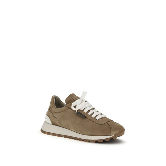Brunello Cucinelli Beige Calf Leather Bos Taurus Platform Sneakers Curated Luxury Accessories by Orvyn