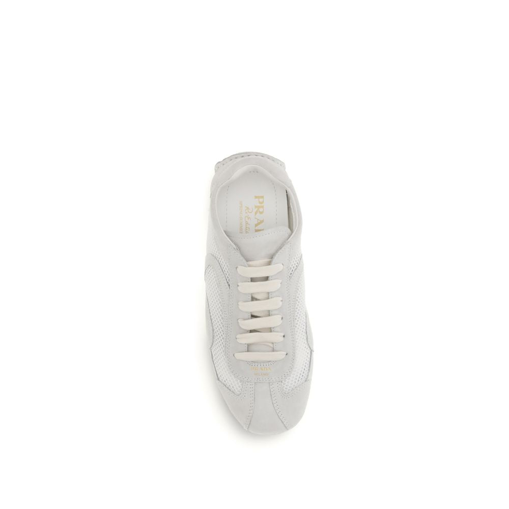 Prada White Fabric Low Top Sneakers Curated Luxury Accessories by Orvyn