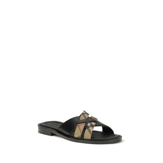 Burberry Black Calf Leather Bos Taurus Sandals Curated Luxury Accessories by Orvyn