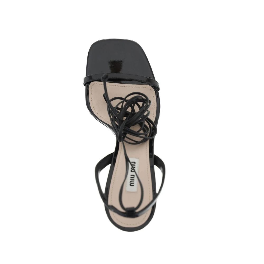 Miu Miu Black Calfskin Strap-On Sandals Curated Luxury Accessories by Orvyn