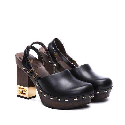 Fendi Black Calfskin Clogs Curated Luxury Accessories by Orvyn