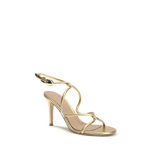 Gianvito Rossi Gold Calf Leather Bos Taurus Stiletto Heel Sandals Curated Luxury Accessories by Orvyn