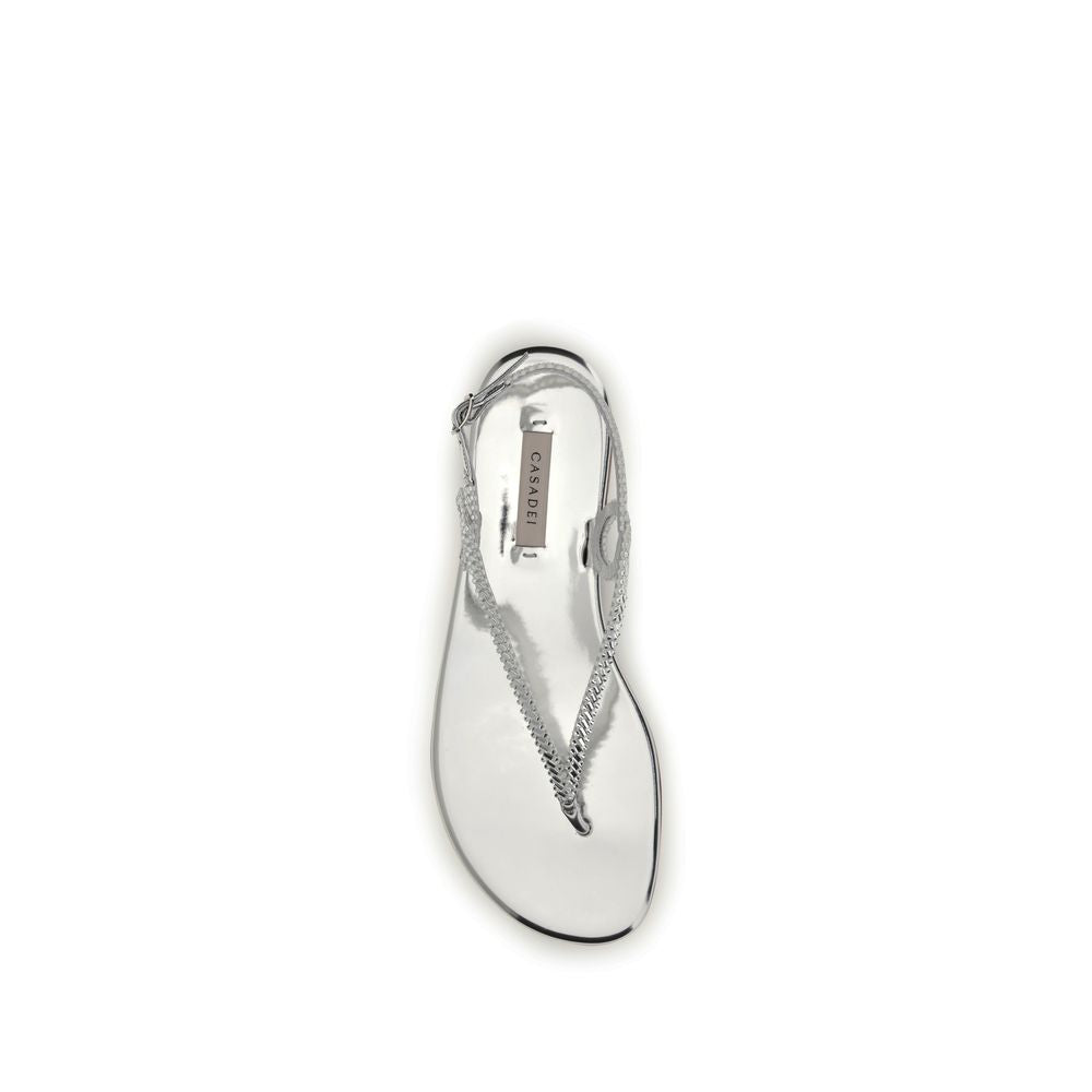 Casadei Silver Calf Leather Bos Taurus Sandals Curated Luxury Accessories by Orvyn