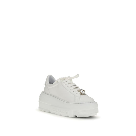 Casadei White Calf Leather Bos Taurus Platform Sneakers Curated Luxury Accessories by Orvyn