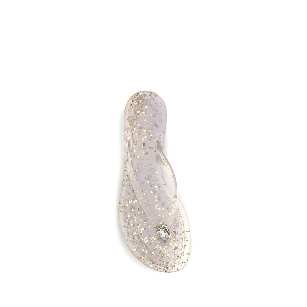 Casadei Gold Polyurethane Flat Sandals Curated Luxury Accessories by Orvyn