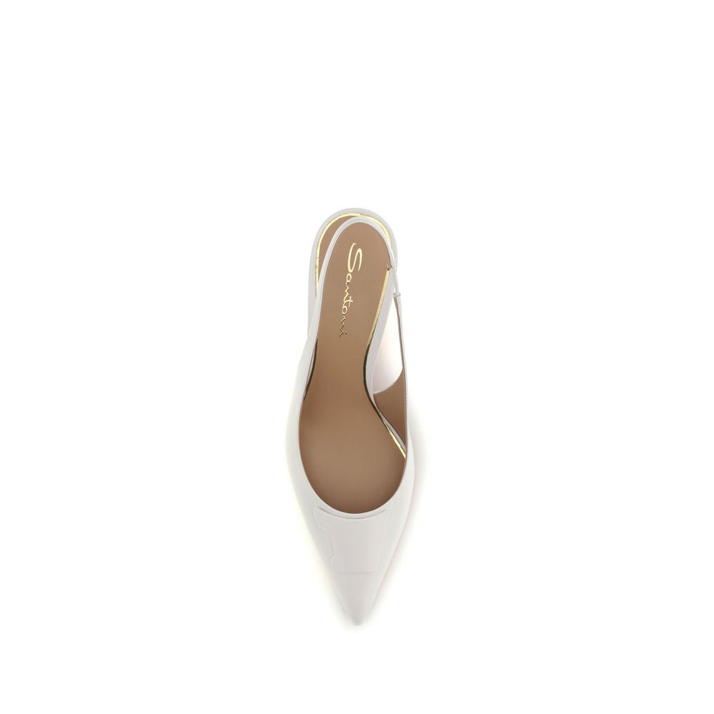 Santoni White Calf Leather Bos Taurus Mid Heel Pumps Curated Luxury Accessories by Orvyn