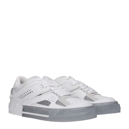 Dolce & Gabbana White Leather Low Top Sneakers weiss