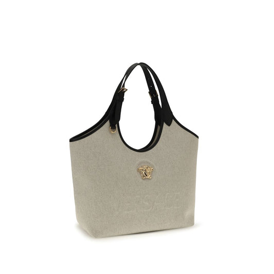 Versace Beige Cotton Shoulder Bag Curated Luxury Accessories by Orvyn