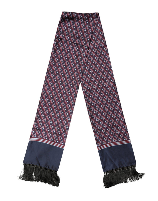 Dolce & Gabbana Multicolor Geometric Pattern Silk Fringe 142cm X 15cm Scarf Curated Luxury Accessories by Orvyn