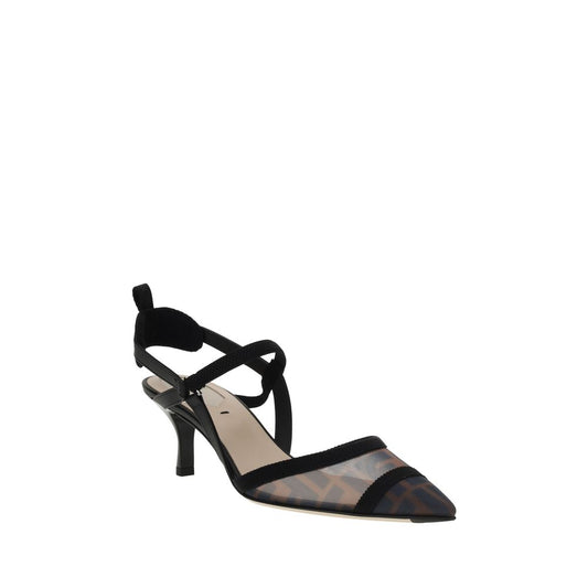 Fendi Black Nylon Mid Heel Pumps Curated Luxury Accessories by Orvyn