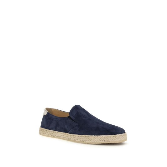 Brunello Cucinelli Blue Calf Leather Bos Taurus Espadrilles Curated Luxury Accessories by Orvyn