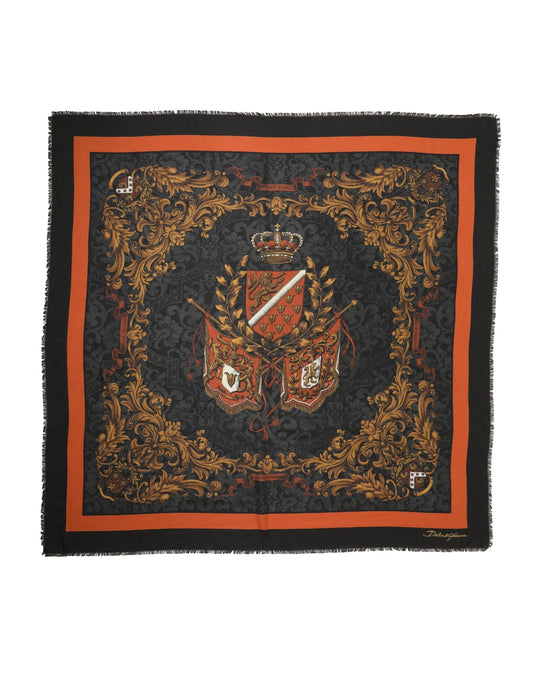 Dolce & Gabbana Multicolor Crest Print Cashmere 272cm x 132cm Men Scarf Curated Luxury Accessories by Orvyn