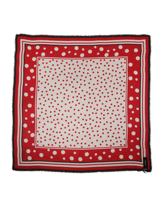 Dolce & Gabbana Red Polka Dot Print Square Stole 130cm x 130cm Scarf Curated Luxury Accessories by Orvyn