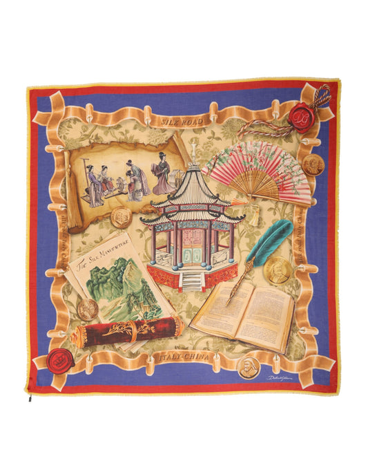 Dolce & Gabbana Multicolor Italy China Shawl Wrap 140cm x 130cm Scarf Curated Luxury Accessories by Orvyn