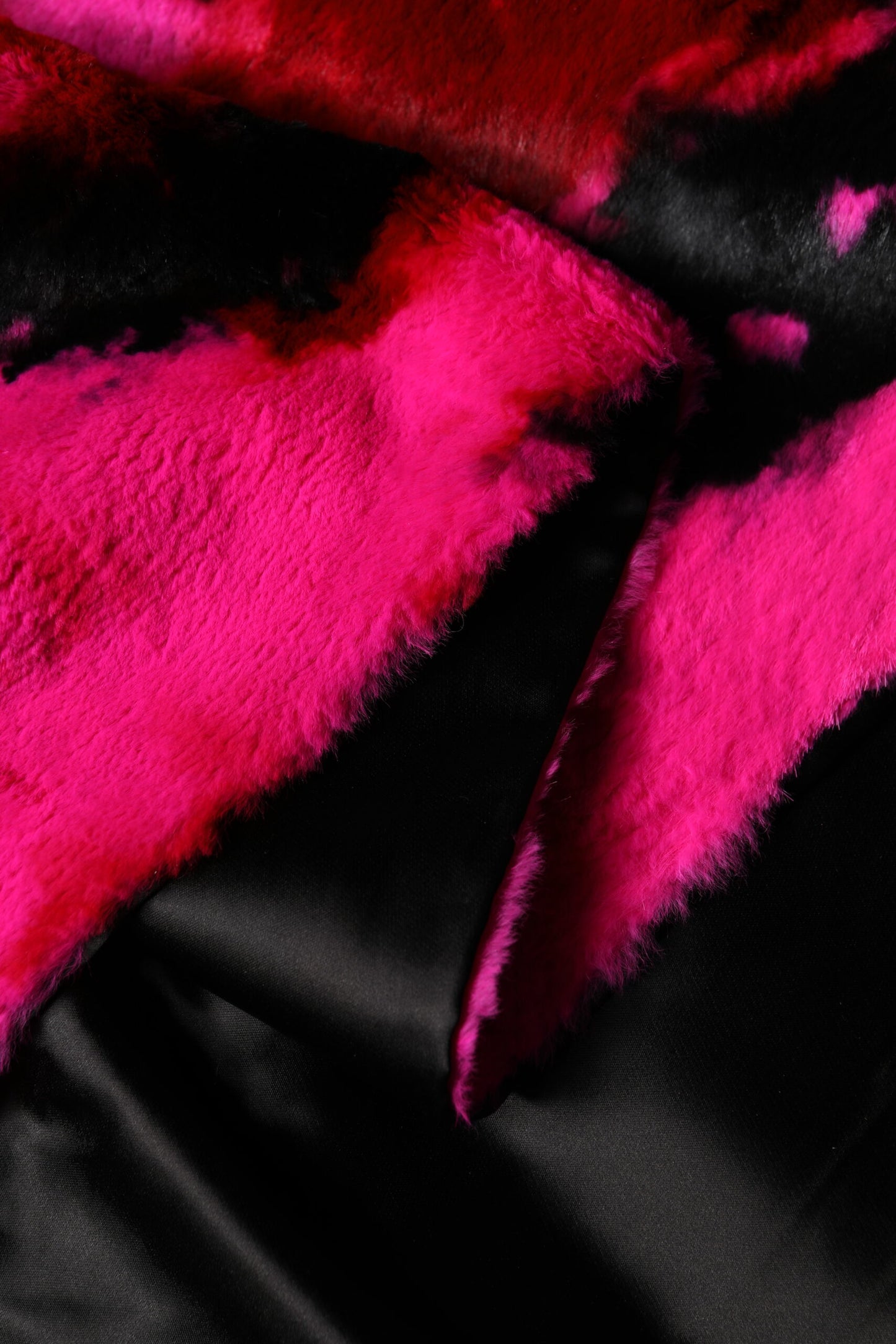 Dolce & Gabbana Pink Black Faux Fur Neck Wrap Fringes 200cm x 59cm Scarf Curated Luxury Accessories by Orvyn