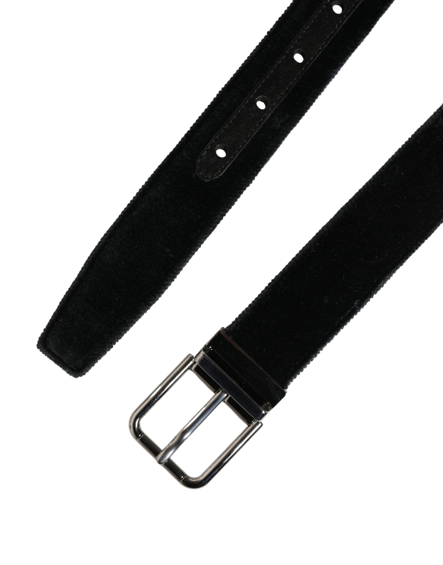 Dolce & Gabbana Black Suede Silver Tone Metal Buckle Men Belt Curated Luxury Accessories by Orvyn