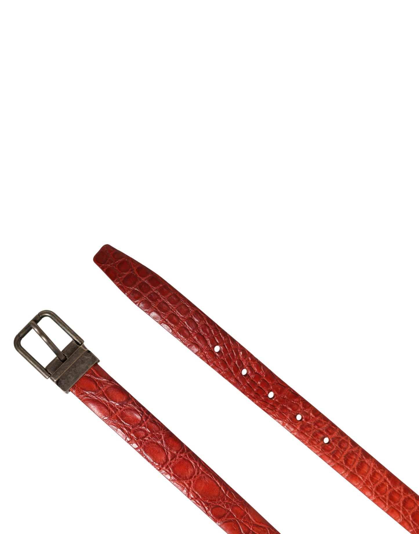 Dolce & Gabbana Red Leather Gold Tone Metal Buckle Men Belt Curated Luxury Accessories by Orvyn