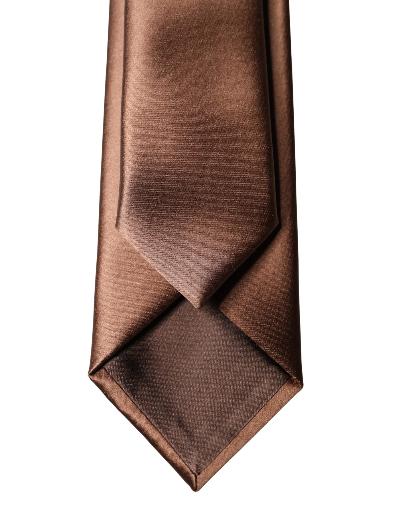 Dolce & Gabbana Brown Satin 100% Silk Wide Adjustable Men Necktie Tie Curated Luxury Accessories by Orvyn