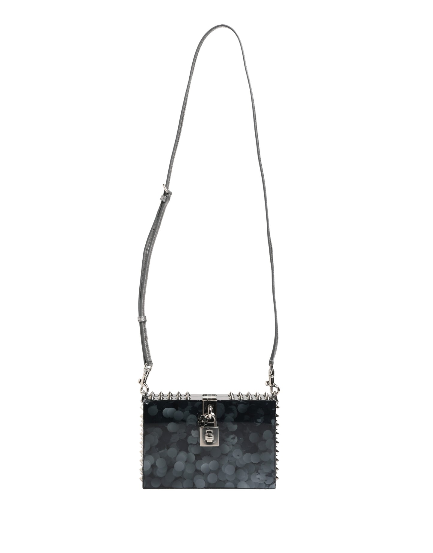 Dolce & Gabbana Black Acrylic Plexiglass Studded DOLCE BOX Clutch Bag Curated Luxury Accessories by Orvyn