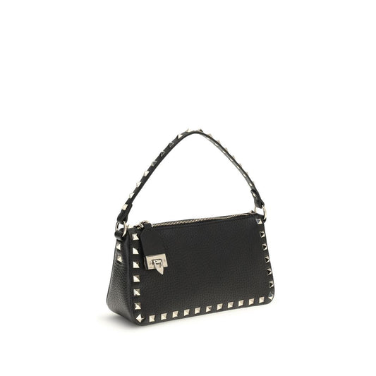 Valentino Garavani Black Calf Leather Bos Taurus Shoulder Bag Curated Luxury Accessories by Orvyn