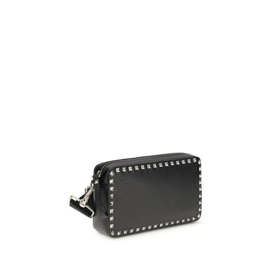 Valentino Garavani Black Calf Leather Bos Taurus Shoulder Bag Curated Luxury Accessories by Orvyn