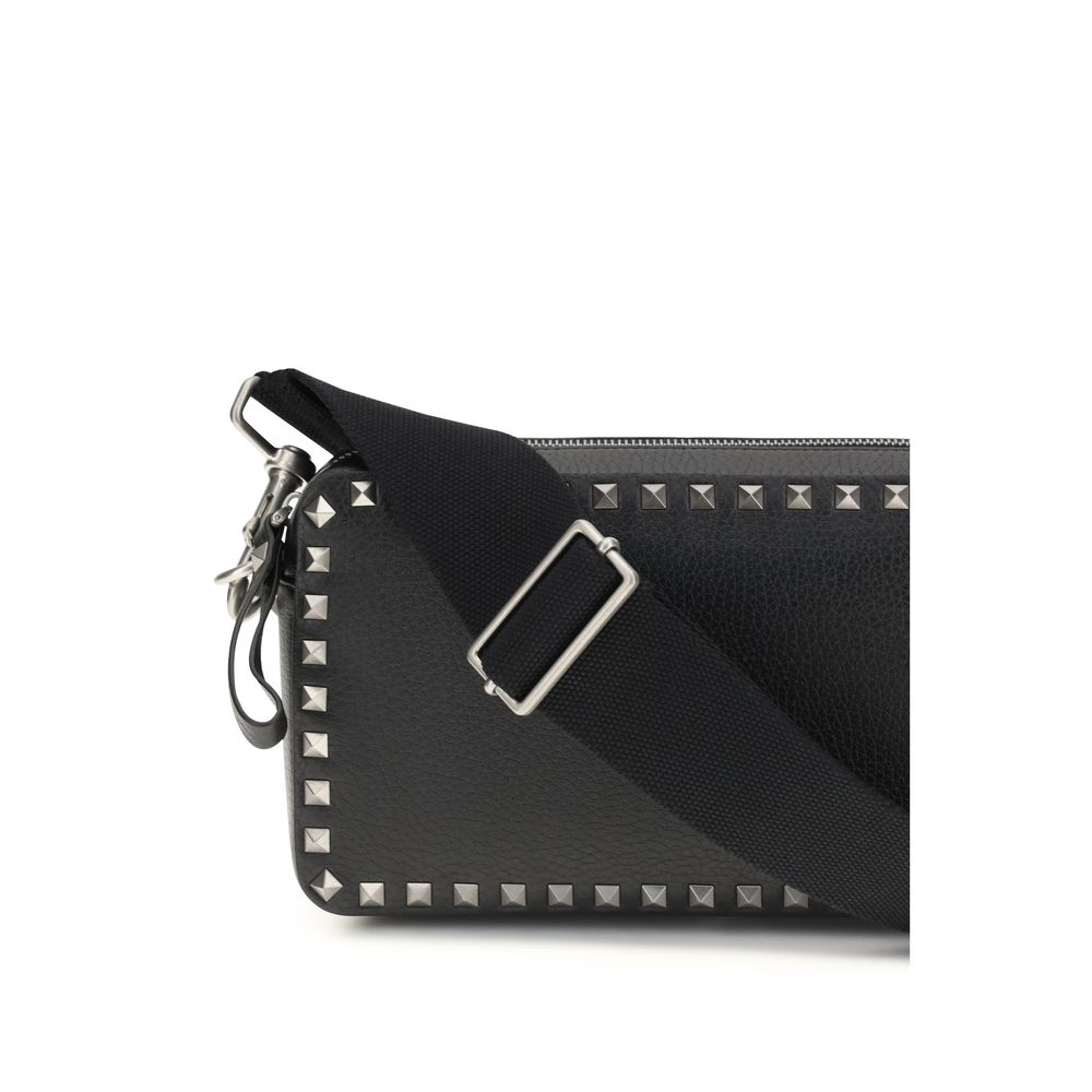 Valentino Garavani Black Calf Leather Bos Taurus Shoulder Bag Curated Luxury Accessories by Orvyn