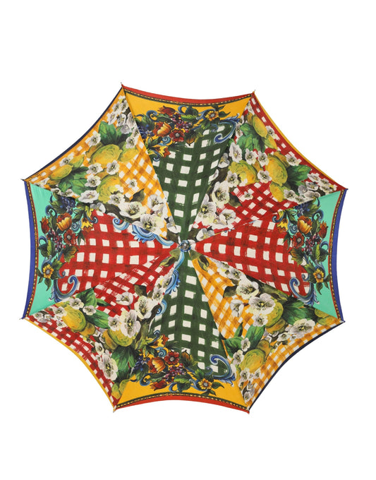 Dolce & Gabbana Multicolor Carretto Siciliano Print Collapsible Umbrella Curated Luxury Accessories by Orvyn
