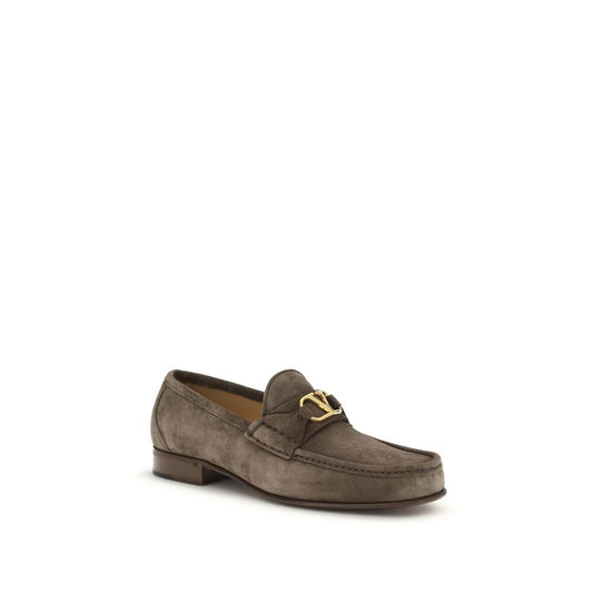 Valentino Garavani Brown Calf Leather Bos Taurus Slip-On Loafers Curated Luxury Accessories by Orvyn