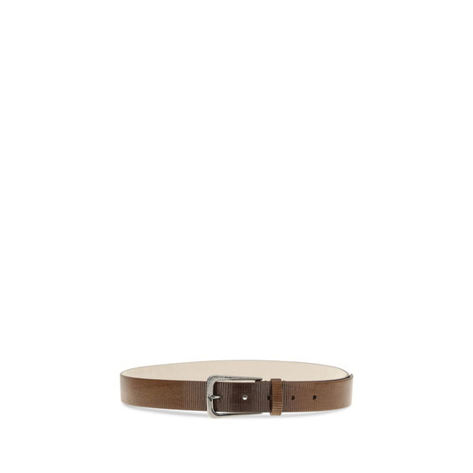 Brunello Cucinelli Brown Calf Leather Bos Taurus Regular Belt Curated Luxury Accessories by Orvyn