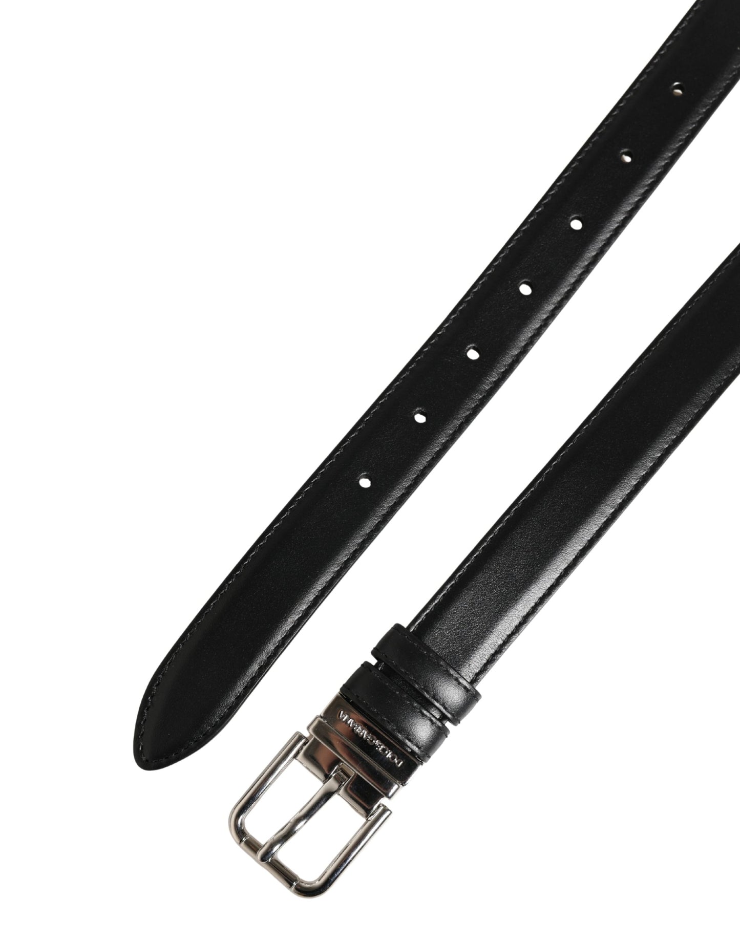 Dolce & Gabbana Men Black Classic Leather Metal Buckle Belt Curated Luxury Accessories by Orvyn