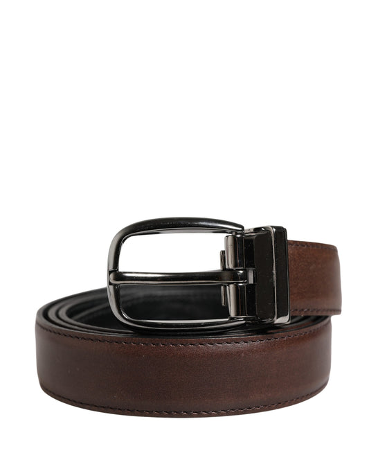 Dolce & Gabbana Men Brown Classic Leather Metal Buckle Belt Curated Luxury Accessories by Orvyn