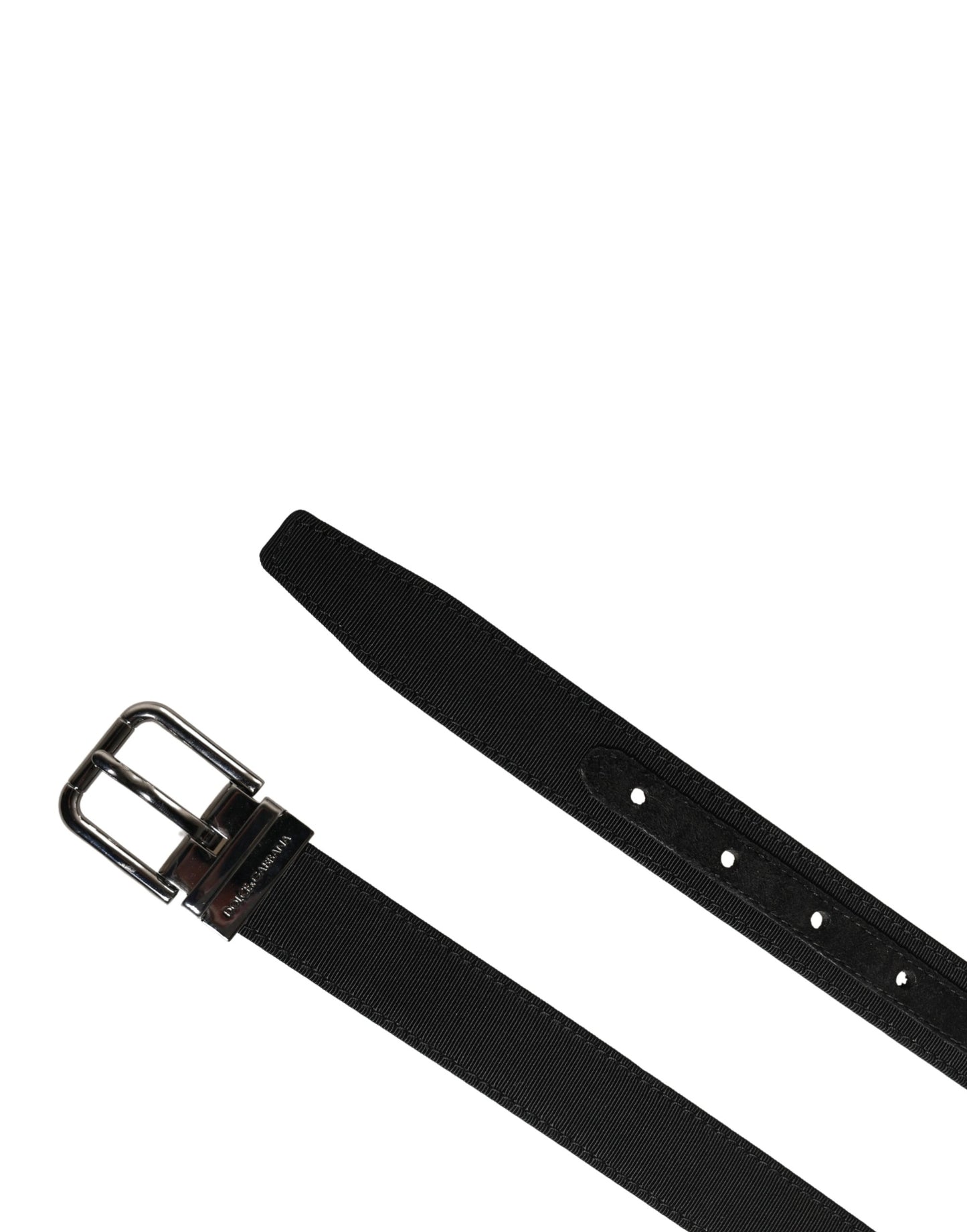 Dolce & Gabbana Men Black Viscose Leather Metal Buckle Belt Curated Luxury Accessories by Orvyn