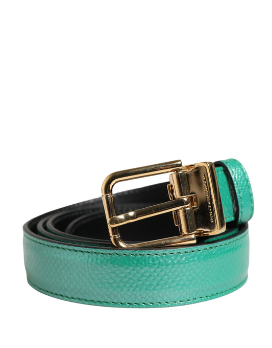 Dolce & Gabbana Men Green Classic Leather Metal Buckle Belt Curated Luxury Accessories by Orvyn