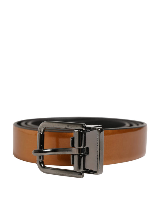 Dolce & Gabbana Men Brown Classic Leather Metal Buckle Belt Curated Luxury Accessories by Orvyn
