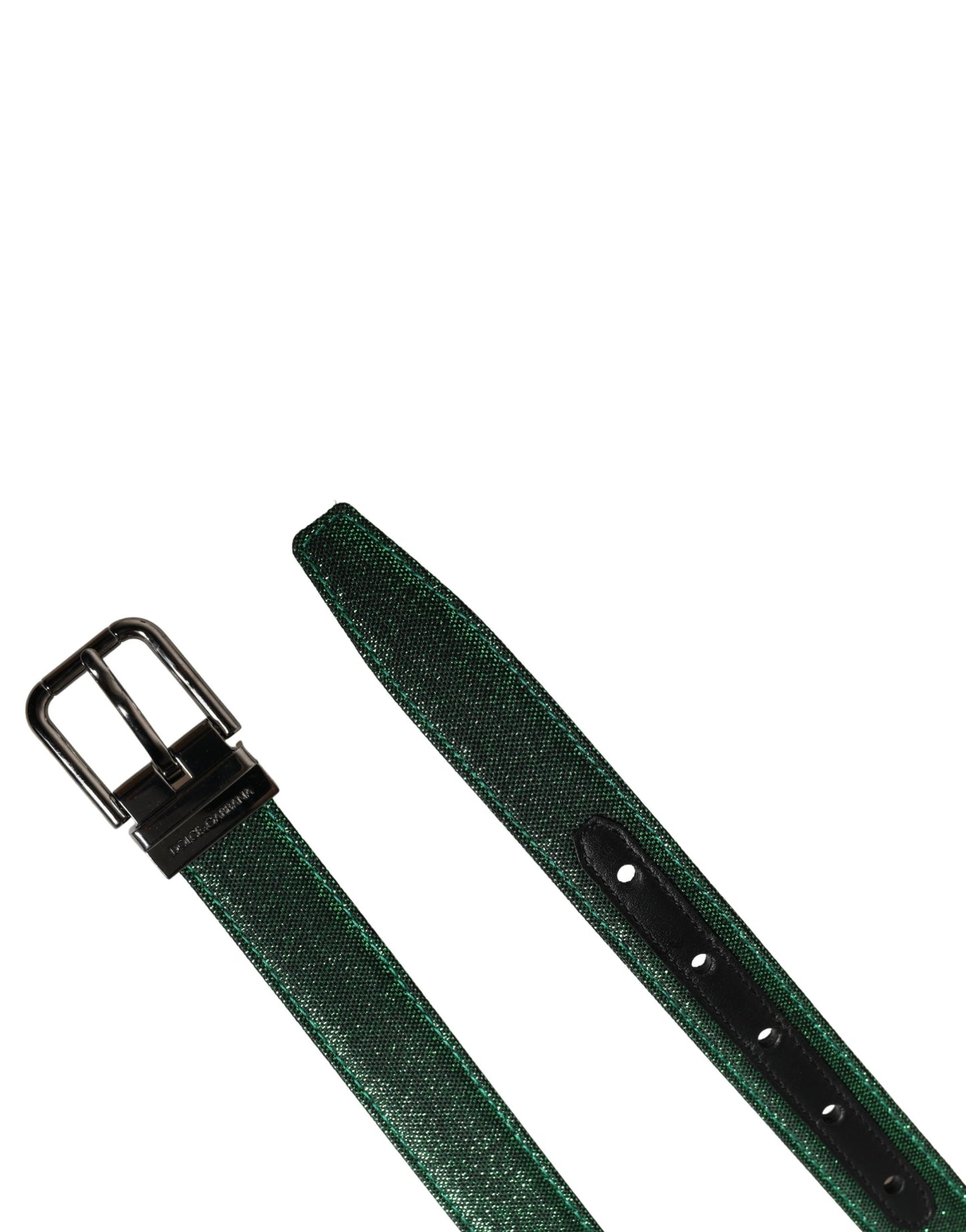 Dolce & Gabbana Men Green Lurex Polyester Metal Buckle Belt Curated Luxury Accessories by Orvyn
