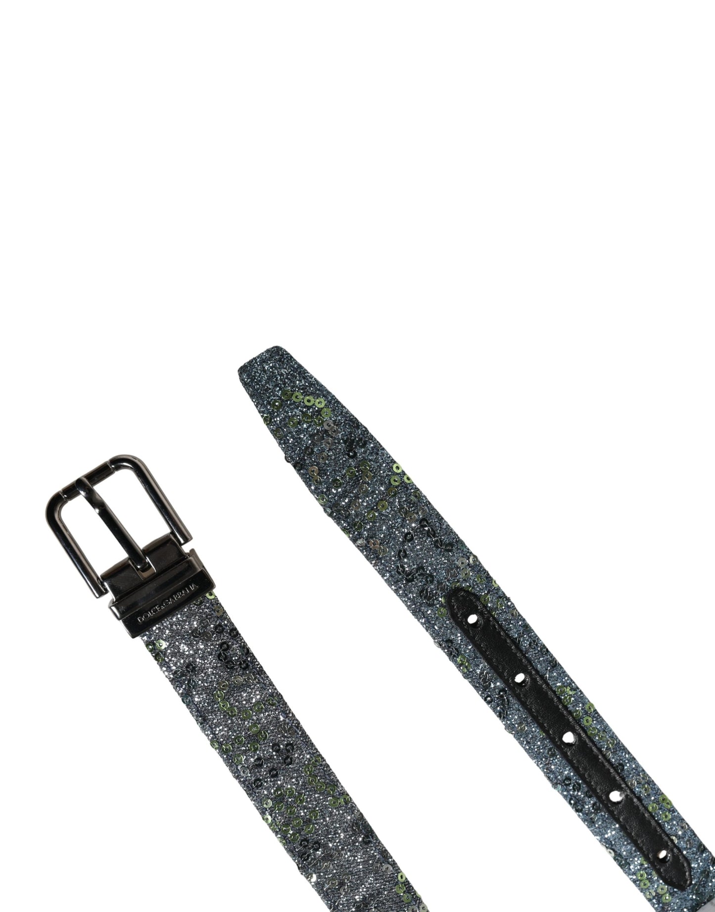 Dolce & Gabbana Men Multicolor Sequin Silver Metal Buckle Belt Curated Luxury Accessories by Orvyn