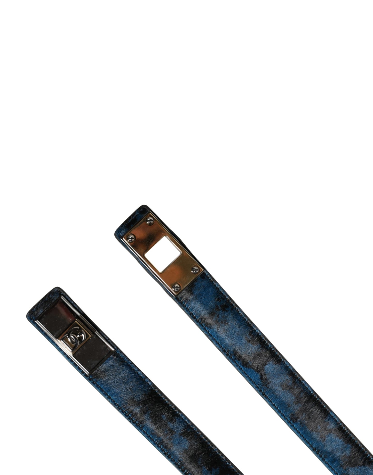 Dolce & Gabbana Men Blue Calf Leather Logo Metal Buckle Belt Curated Luxury Accessories by Orvyn