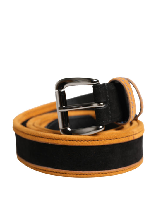 Dolce & Gabbana Men Black Orange Polyester Metal Buckle Belt Curated Luxury Accessories by Orvyn