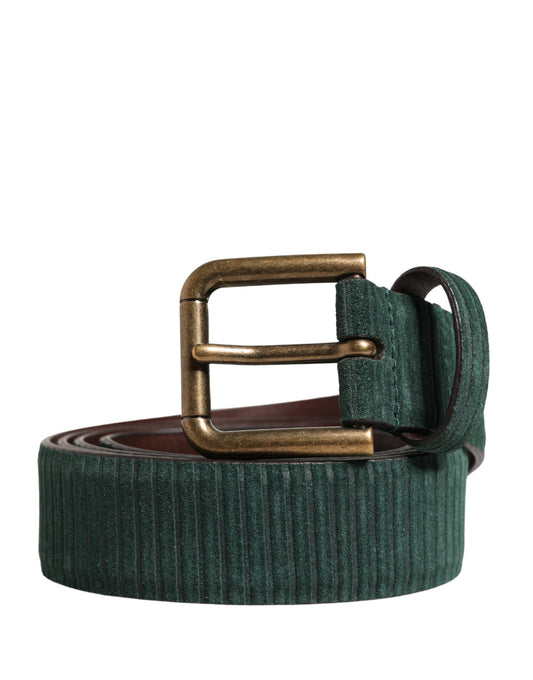 Dolce & Gabbana Men Green Velvet Leather Metal Buckle Belt Curated Luxury Accessories by Orvyn