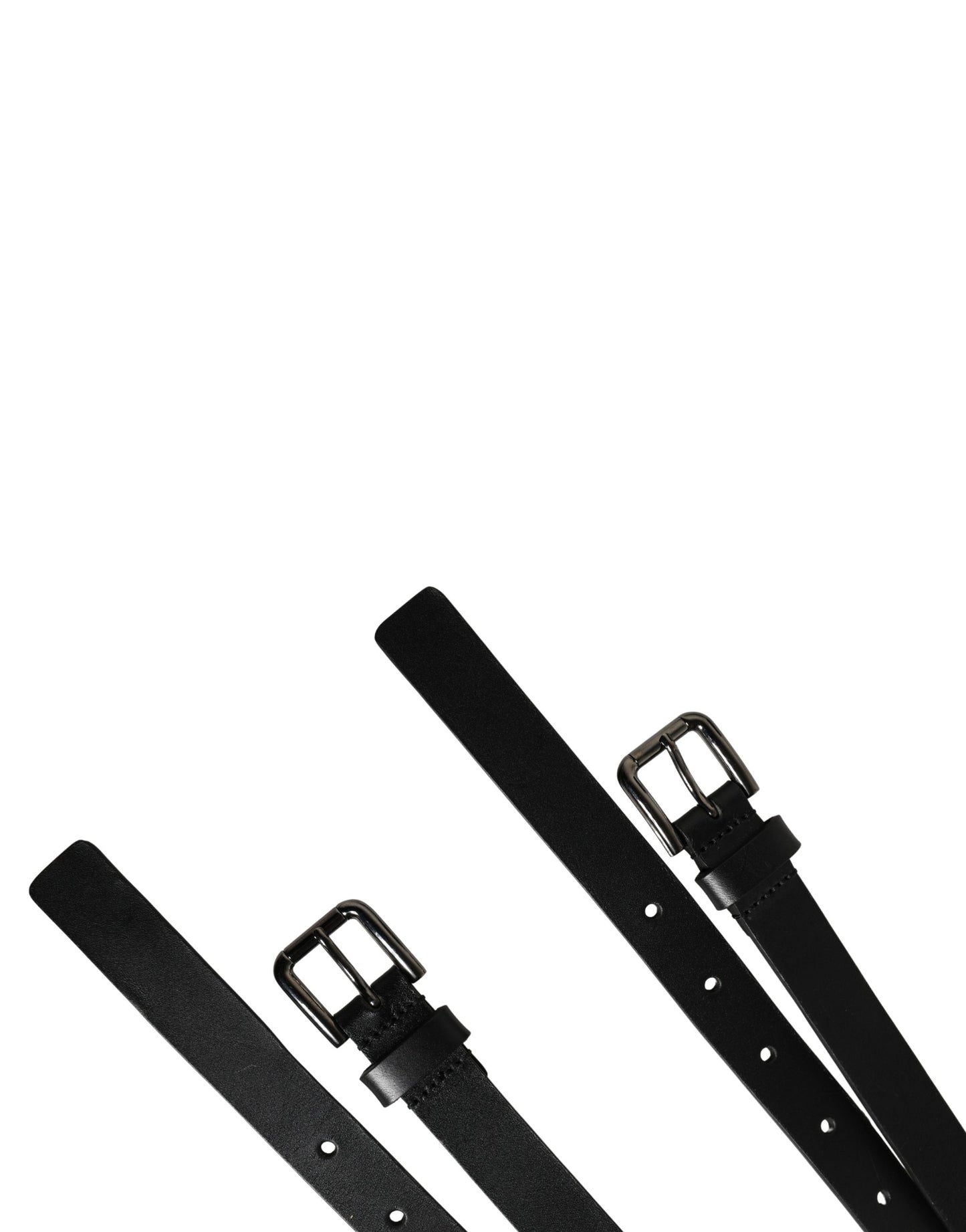 Dolce & Gabbana Black Double Strap Leather Silver Buckle Belt Curated Luxury Accessories by Orvyn