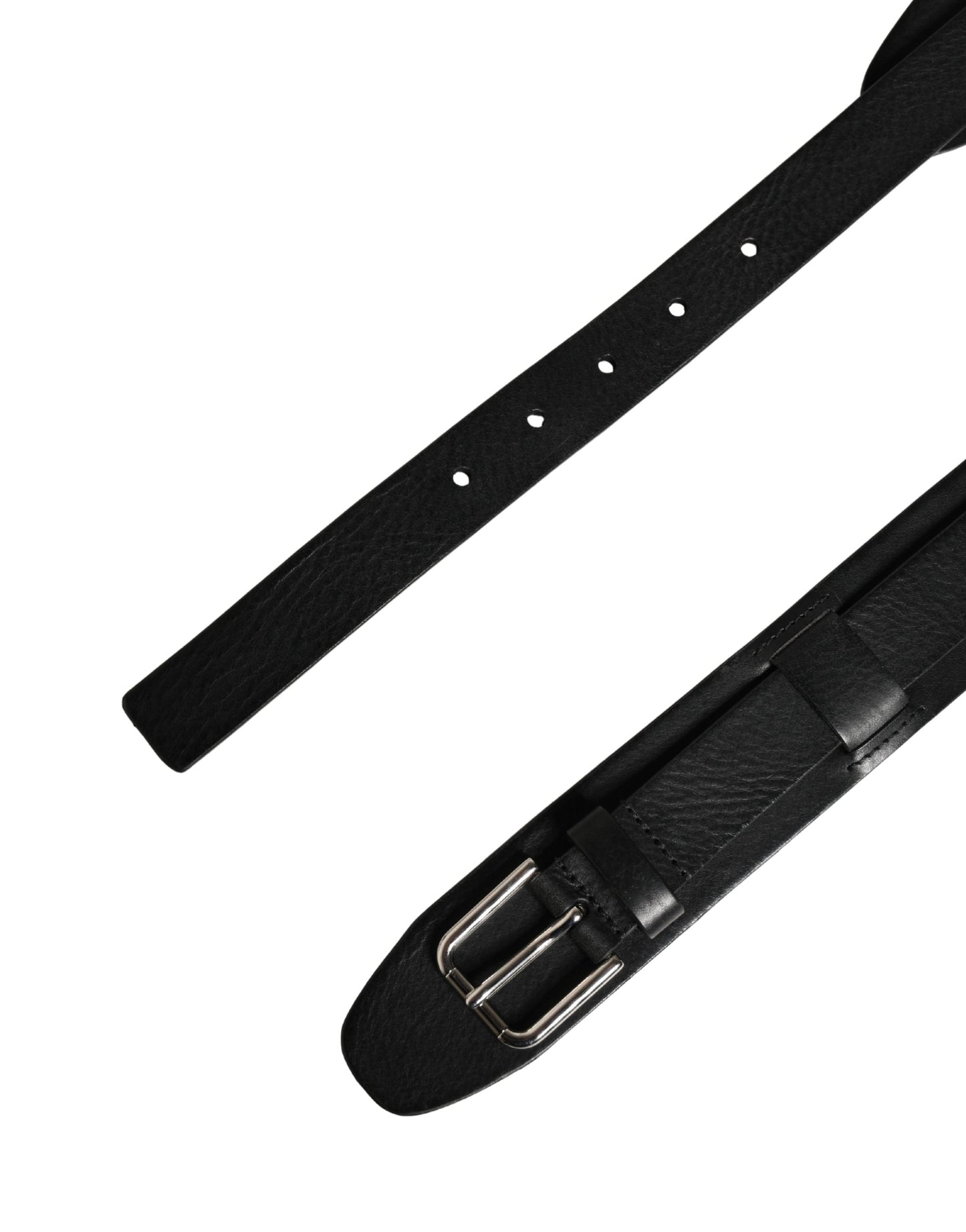 Dolce & Gabbana Men Black Classic Leather Metal Buckle Belt Curated Luxury Accessories by Orvyn