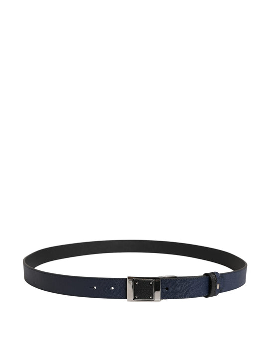 Dolce & Gabbana Men Blue Calfskin Leather Square Buckle Belt