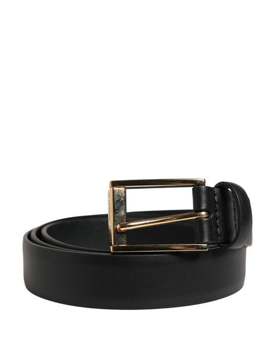 Dolce & Gabbana Men Black Classic Leather Metal Buckle Belt Curated Luxury Accessories by Orvyn