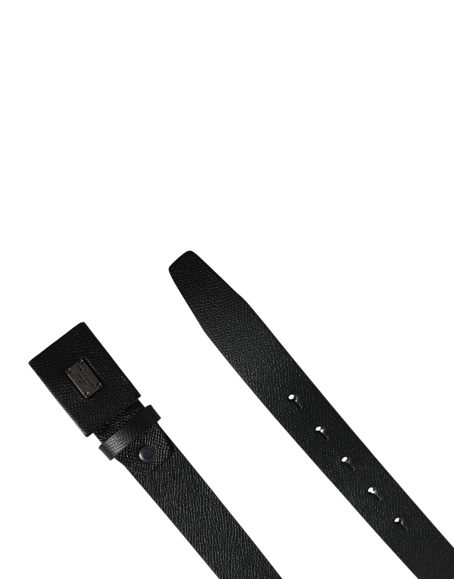 Dolce & Gabbana Men Black Calfskin Leather Square Buckle Belt Curated Luxury Accessories by Orvyn