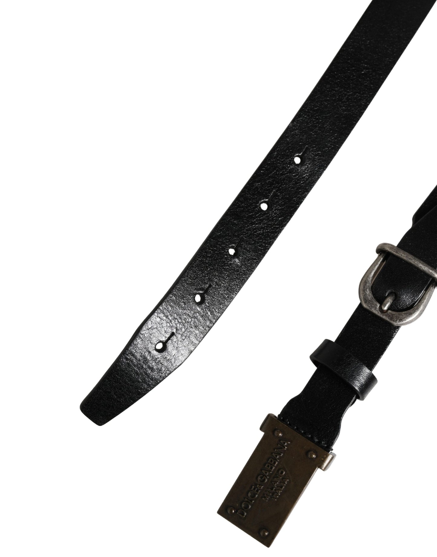 Dolce & Gabbana Men Black Classic Leather Logo Buckle Belt Curated Luxury Accessories by Orvyn