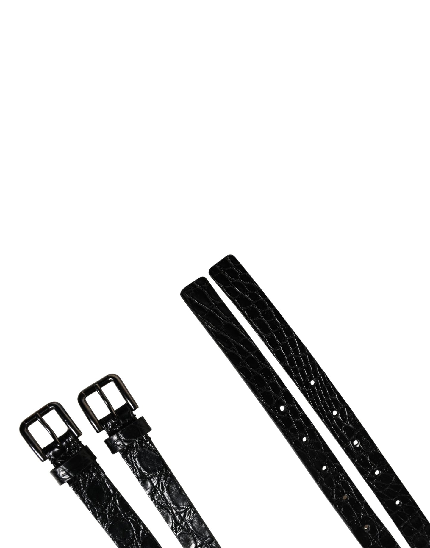 Dolce & Gabbana Black Double Strap Leather Silver Buckle Belt Curated Luxury Accessories by Orvyn