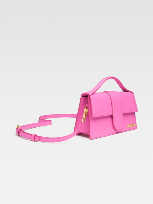 Jacquemus Neon Pink Leather Le Grand Bambino Handbag Curated Luxury Accessories by Orvyn