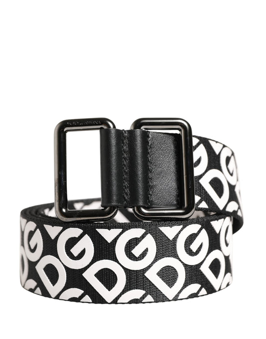 Dolce & Gabbana White Black Logo Leather Metal Buckle Belt Curated Luxury Accessories by Orvyn